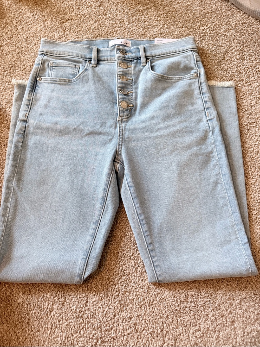 LOFT Light Blue High-Rise Button-Fly Jeans